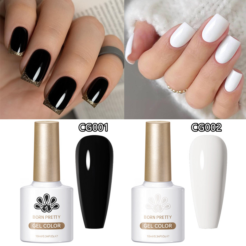 Resin Art Varnish - طقم طلاء أظافر جل أسود وأبيض