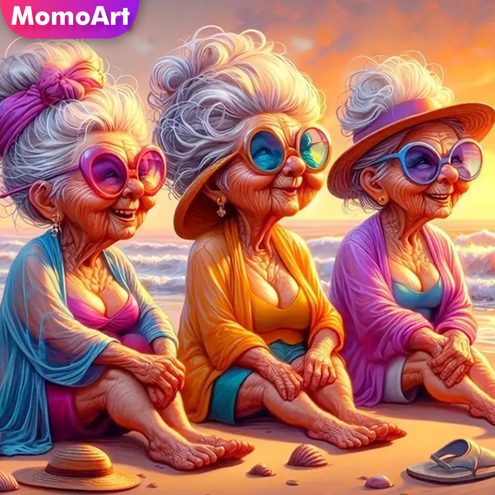 Resin Art On Wall - موموارت الماس اللوحة سيدة عجوز المرأة