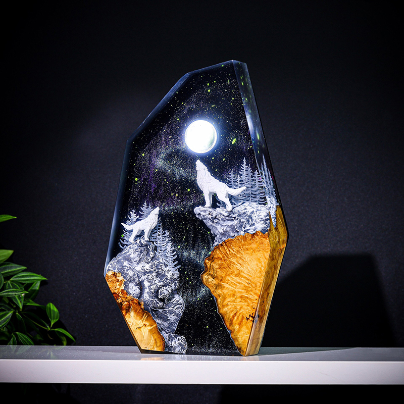 Resin Art Light - مصباح طاولة على شكل حيوانات طبيعية