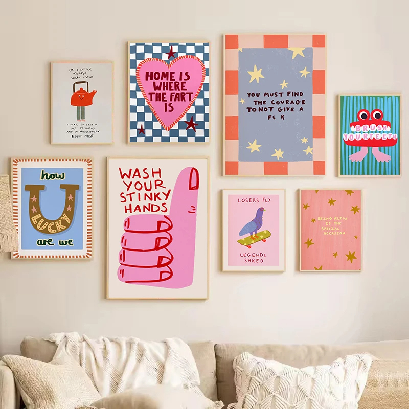 Resin Art Quotes - ملصق نورديك ملون ومرح بشعارات منزلية